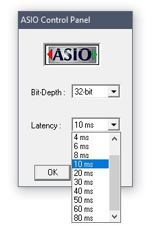 Ustawienie latencji to nic innego jak wielkość bufora muzycznego.