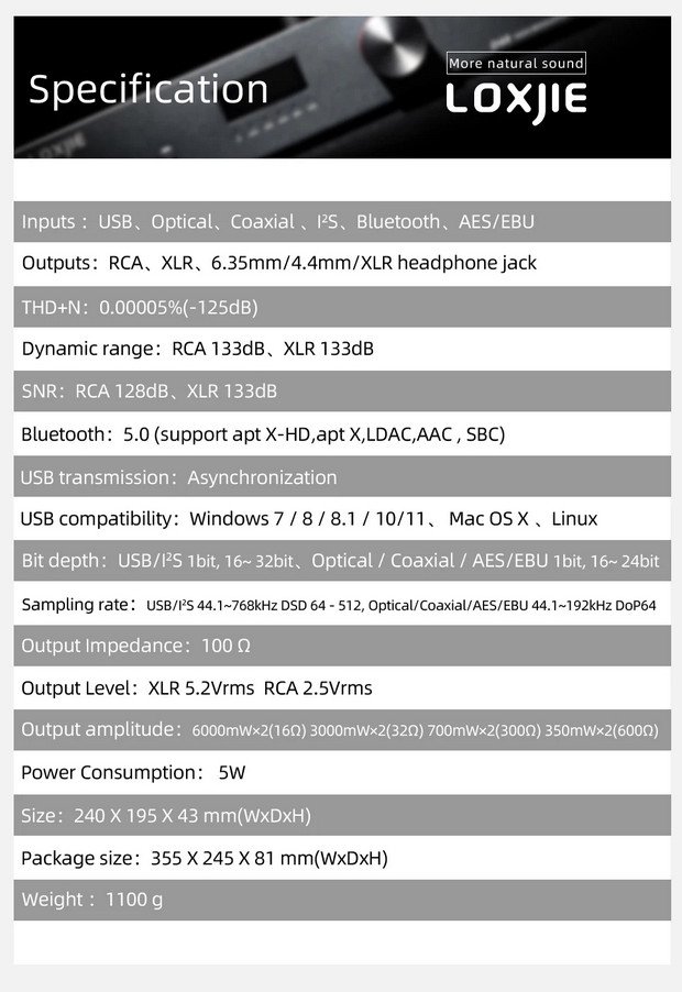 Specyfikacja techniczna Loxjie D40 Pro