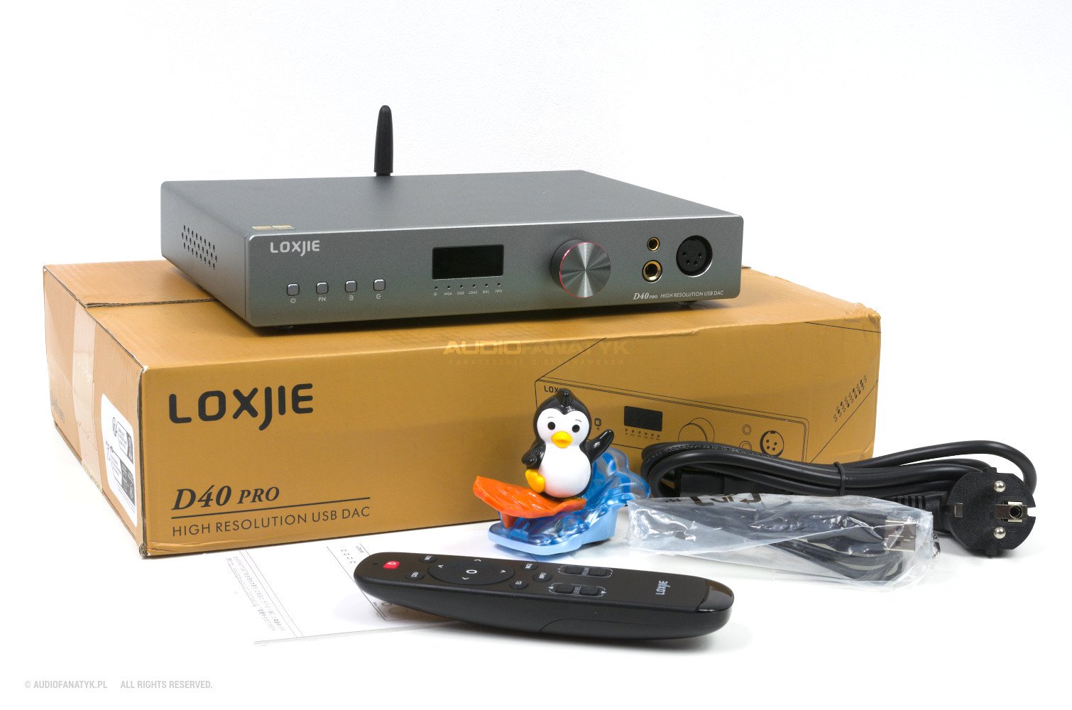 Loxjie D40 Pro wraz z wyposażeniem