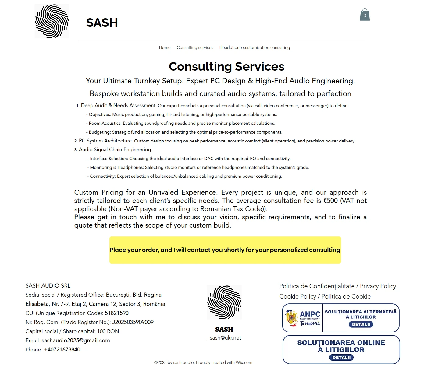 Zrzut ze strony Sash Audio