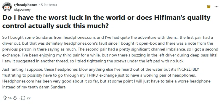 Do I have the worst luck in the world or does Hifiman's quality control actually suck this much