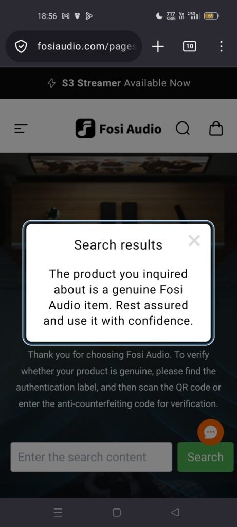 Zrzut ekranu Fosi Audio Genuine Check